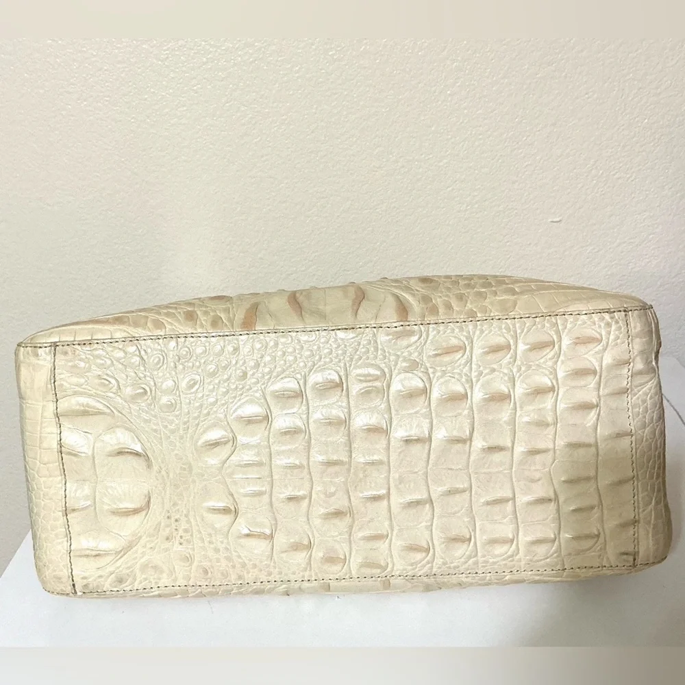 Brahmin Vintage Crocodile Leather Shoulder Bag Cream